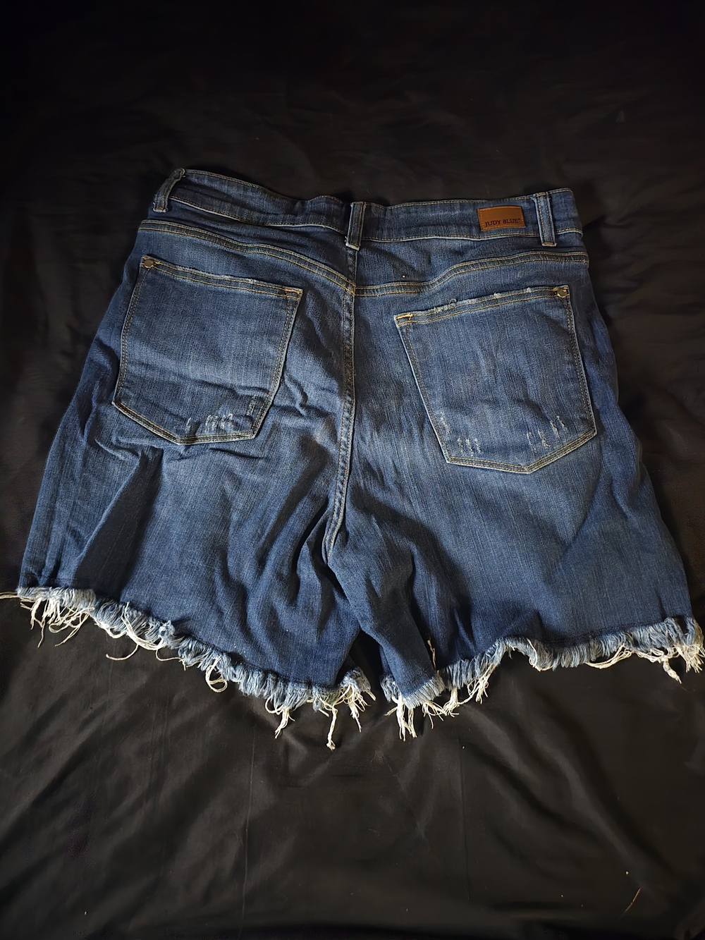 Indigo Blue Ripped Denim Jean Shorts - Judy Blue - Picture 3 of 4
